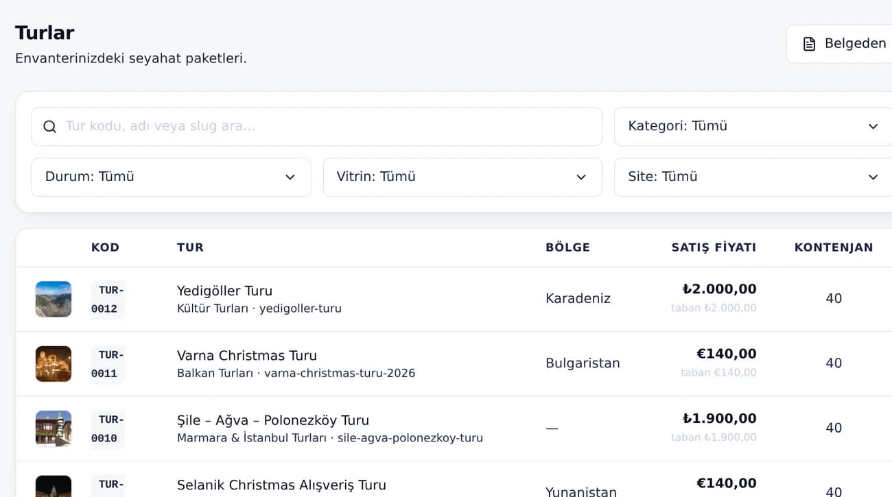 Turlar ve seferler